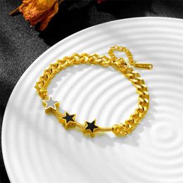 Bangle 316L Stainless Steel New Fashion Fine Jewelry Bohemian 3 Colors Embed Natural Shell Stars Charm Thick Chain Bracelets For Women