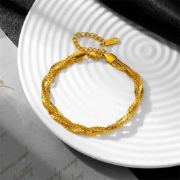 Bracelet 316l en acier inoxydable Nouvelle mode fine bijoux minimalisme 3 couleurs charme maïs épais bracelets interweave de tissage de chaîne épaisse pour femmes
