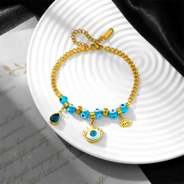 Bracelet 316l en acier inoxydable Nouvelle mode bijoux fine bijoux incorporation de cristal bouth forme de cils charme de cils épais bracelets de chaîne de serpents pour femmes