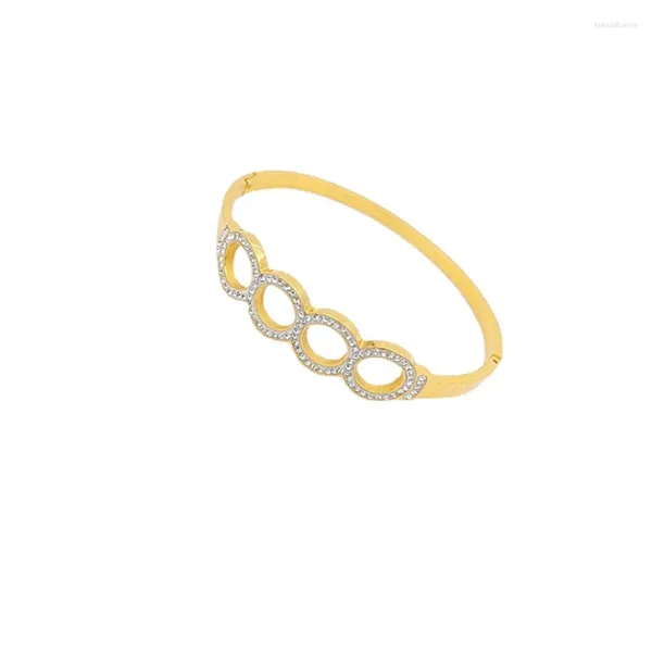 Bracelet 316L en acier inoxydable Zircon creux anneau circulaire Bracelet dames mode tendance haute bijoux accessoires fête cadeau SAB1174