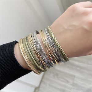 Bangle 3 mm 15 stcs/set Boheemse vintage armband voor vrouwelijke meisjes geometrische goudbanden sets luxe kwaliteit sieraden 2022bangleBangle kent22