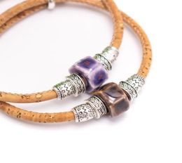 Bangle 3 mm ronde natuurlijke kurk handgemaakte braceletceramische kralen armband mode dames aeb0072955572