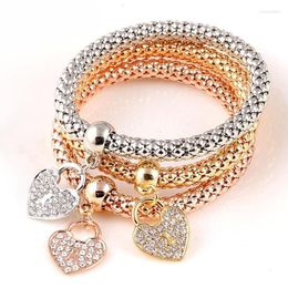 Bracelet bracelet 3pcs / set Crystal Music Bracelet Rhingestone Charm Butterfly Heart Gold Party Bijoux Braceletsbangles For Women Jewelry Gift RA