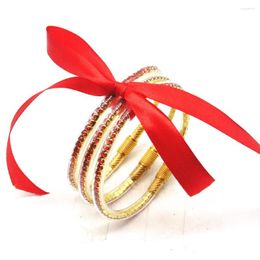 Bracelet 3pcs / set Red Bowknot paillette de mode Jelly Crystal Bangles Bracelet en silicone mignon léger Présent pour les filles
