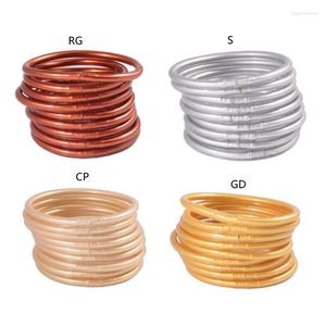 Bracelet 4 couleurs feuille d'or rempli en plastique Silicone Tube Bracelet adapté pour les filles anniversaire fête des mères mariée fête de mariage