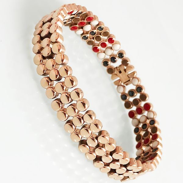 Bracelet 4 en 1 thérapie bracelet magnétique pour femmes homme plaqué or rose perles en acier inoxydable forme hommes sur la main bracelets bijoux masculins 230901