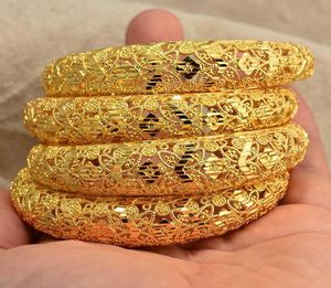 Bracele 4 lotte de pièces Gold Color Dubaï Brangles pour femmes Bracelets éthiopiens Bijoux de mariage au milieu-orient