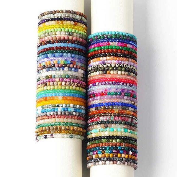 Brazalete 4MM Mini Ojo de Gato Pulseras con Cuentas de Piedra para Mujeres Reiki Energía Piedra Natural Pulsera Elástica Pareja Ópalo Joyería de Cuarzo Pulsera 240125