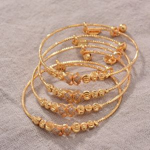 Brazalete 4pcs 24k Butterflyafricrican Arab Gold Color Bangles for Kids Joyas Joyas Baby Baby Cute Bracelets Regalos 230814