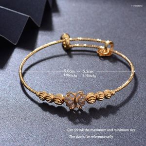 Bangle 4 STUKS 24K ButterflyAfrican Arabische Goud Kleur Armbanden Voor Kinderen Kinderen Sieraden Geboren Baby Leuke Armbanden Geschenken