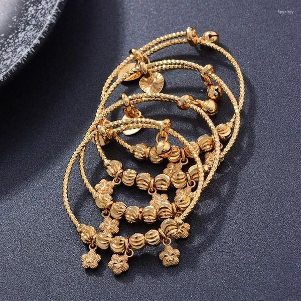Bracelet 4pcs / lot 24k Gold Femmes Dubai Mariée Mariage Bracelet éthiopien Afrique Arabe Bijoux Charm Filles Inde Cadeaux235H