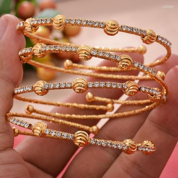 Bracelet 4 pièces/lot couleur or bracelets pour femme femme éthiopien africain dubaï BraceletBangles fête mariage bijoux cadeaux