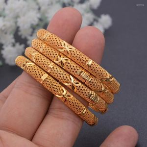 Bracelet 4 pièces/ensemble 24k Dubai couleur or bébé africain bracelets pour fille garçon enfant ne peut pas ouvrir BraceletBangles bijoux