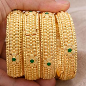 Bangle 4Pcs / Set 24K Dubai Or Couleur Bracelets Pour Femmes Fille Ethiopie Afrique Arabie Saoudite Mariage BraceletsBracelets Bijoux Fête G279q