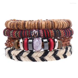 Brazalete 4pcs/set Bohemian Charm Multicapa Cuentas de cerámica Pulseras Conjuntos de pulseras Mujeres Punk Punk Bracelet Bangles Joya Pequeño regalo