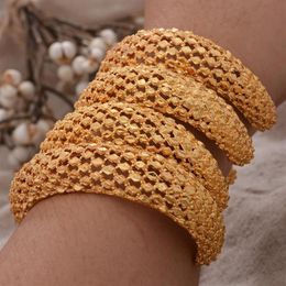 Bracelet 4 pièces ensemble Dubai bracelets éthiopiens couleur or manchette pour femmes mariée mariage Bracelet africain arabe bijoux moyen-orient 234z