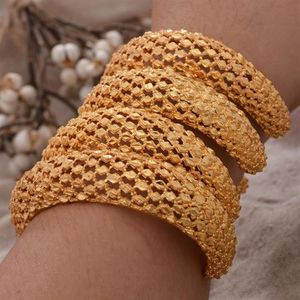 Bracelet 4 pièces ensemble Dubai bracelets éthiopiens couleur or manchette pour femmes mariée mariage Bracelet africain arabe bijoux moyen-orient 2570