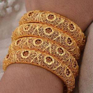 Bracelet 4 pièces ensemble femmes Bracelets moyen-orient arabe Dubaï Bracelets africain 24k couleur or mariée bijoux fête cadeau 254Y