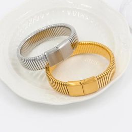 Bracelet bracelet en métal épais élastique 4pcs en acier inoxydable