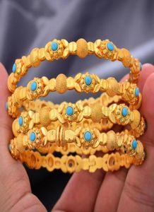 Bangle 4PCSlot 24k Dubai Twee Gold Color Bangles Bracelet For Women Girl African Eritrea Wedding Bridal Bangels Jewelry8180546