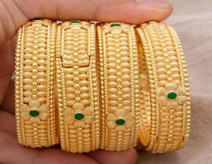 Bangle 4 stks/set 24K Dubai Goud Kleur Armbanden Voor Vrouwen Meisje Ethiopië Afrika S Arabië Bruiloft BanglesBracelets Sieraden Party Gift2335686