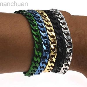 Brazalete 5 colores Mujeres Hombres Curb Pulsera de cadena de eslabones cubanos Brazalete punk Heavy Metal Steampunk Pulseras Amigo Joyería Regalo 7-10 ldd240312