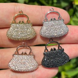 Bracelet 5 pcs de sac à main charmes sac de mode pendentif zircon cubique pavé pour la femme noire africaine Bracelets de collier de bricolage accessoires de bijoux