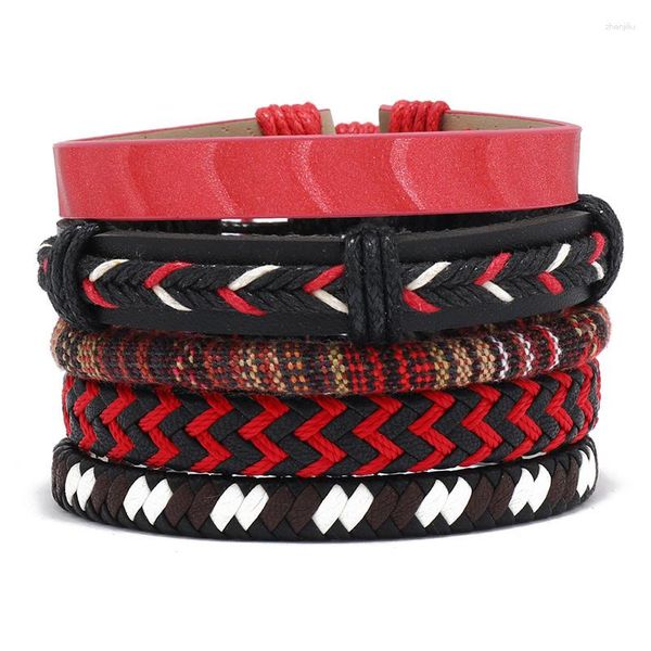 Bracelet 5 pcs / set wrap wrap tissé moes à la mode hommes faits bracelets masculins femmes en cuir en cuir bricolage mix match bijoux cadeau