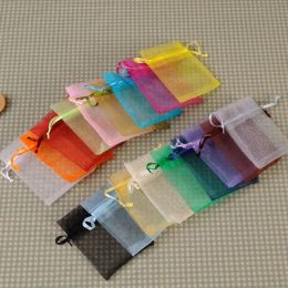 Bracelet 50pcs bijoux sacs transparents Organza bijoux emballage sac boucle d'oreille colliers bracelets porte-pochettes pochettes cadeaux de mariage 50%