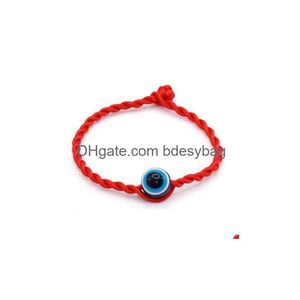 Bangle 50 stks/partij Mode Rode Draad String Blauw Boze Oog Armband Lucky Handgemaakte Touw Voor Vrouwen Mannen Sieraden Drop levering Sieraden Brac Dhey3