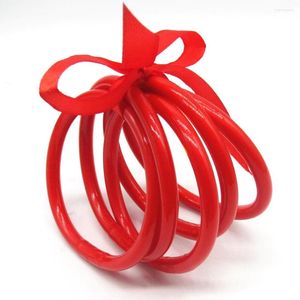 Brazalete 5 unid/set pulsera de joyería de moda de color rojo brillante diseño simple gelatina rellena con brillo para mujer regalo de fiesta