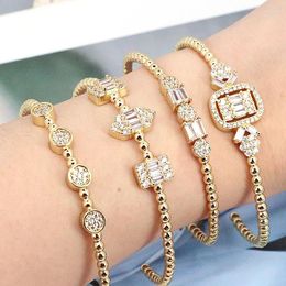Bracelet 5 pièces Design élégant en laiton plaqué or cubique Zircon empilable bracelets de manchette pour les femmes Bracelets de mariage bijoux de fête
