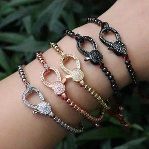 Bangle 5 stks mode 4 mm ronde bal goud zilver zwarte armband mannen pave zirkoon sluiting dames macrame sieraden handgemaakte armband