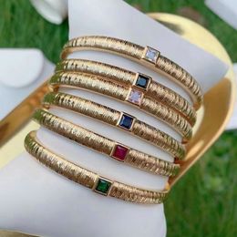 Bangle 5Pcs Vergulde Vrouwen Crystal Zirkoon Geometrische Manchet Armbanden Armbanden Voor Vrouwen Mannen Koper Mode-sieraden 230616