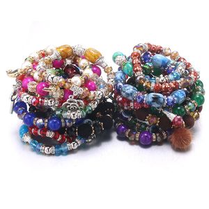 Brazalete 5 unids Color de alta calidad Piedra natural Pulsera mixta Venta al por mayor Pulsera de moda para mujer Joyería con dijes Estilo simple Regalo de fiesta 230228