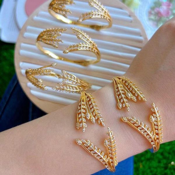 Bracelet 5 pièces/lot belle forme de blé plaqué or avec Zircon bijoux exquis femmes en gros