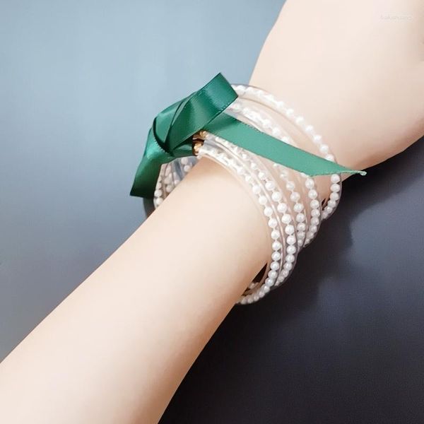 Bracelet 5 pièces/ensemble bracelets à breloques délicates pile Silicone perles en plastique Bracelet de gelée pour les femmes amitié nœud papillon