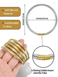 Bracelet 5 pièces/ensemble mode arc-en-ciel paillettes bracelets ensemble rempli de gelée de silicone imperméable été bracelets bijoux pour femmes