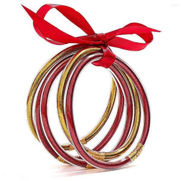 Brazalete 5 unids/set brillante brillo multicolor brazaletes de gelatina conjunto de pulseras para mujeres relleno de silicona encanto regalo para niñas