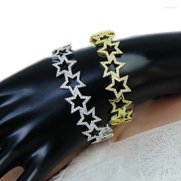 Bangle 5Pieces Star Zircon Hollow Metal Mix Color Bracelet Femmes 51433