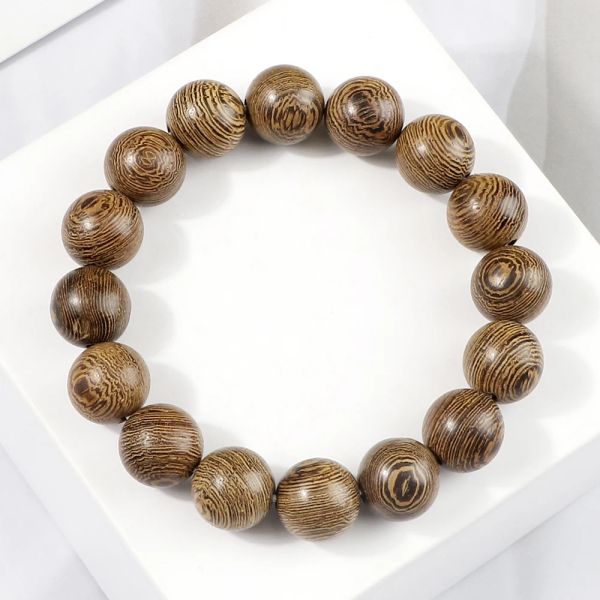 Brazalete 6 8 10 12 mm Beads de madera original Pulseras Hombres elásticos Budistas Pulseras brazaletes Mujeres hechas a mano Joyería de yoga pulsera