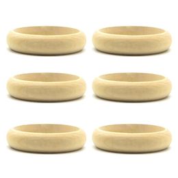 Bangle 6 Stuks Onvoltooide Wood Armbanden Armband Natuurlijke Ronde Houten Ring voor Art Craft Project DIY Sieraden Maken