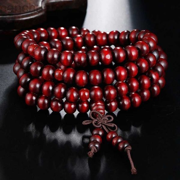 Brazalete de 6 mm de sándalo natural, pulseras de cuentas budistas, 108 cuentas, Buda, meditación, oración, pulsera con cuentas de madera, brazaletes de capa para hombres y mujeres ldd240312