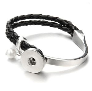 Bracelet 6 pièces en métal chaîne noire 18mm bouton pression Bracelet ajustement 20mm boutons bijoux
