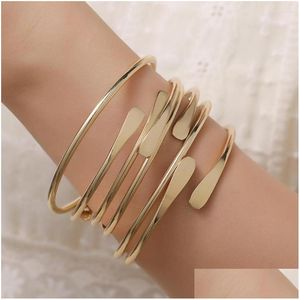 Bangle 6pcs/sets trendy geometrische armband set voor vrouwen goud kleur pijl open manchet armbanden boho zomer meisjes minnaar sieraden drop deliv dhlm2