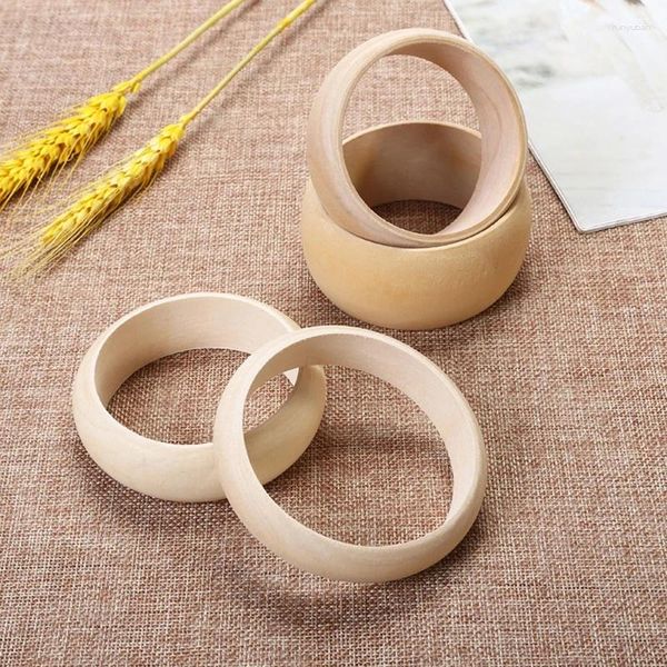 Brangle 6pcs Bracelets vierges inachevés Circle en bois rond naturel pour la peinture de bricolage bijoux artisanal fabriquant 40 Go