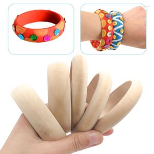 Brazalete de 6 uds, pulseras de madera en blanco sin terminar, anillo redondo Natural, círculo de madera para pintura artesanal, fabricación de joyas