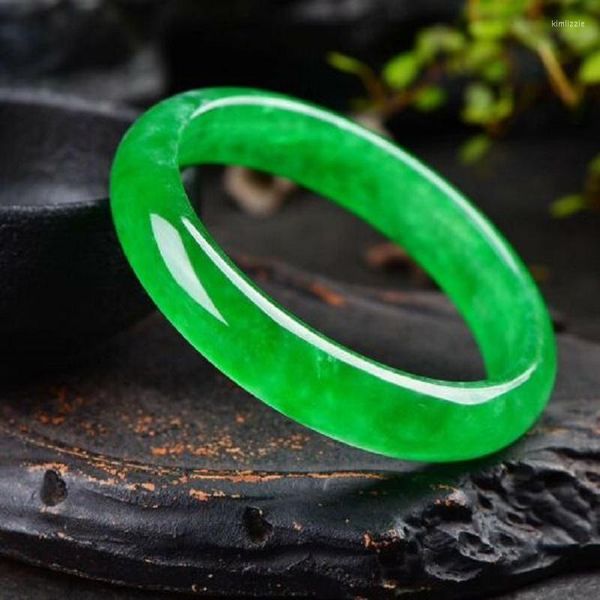 Brazalete de 71 mm con certificado enorme, pulsera de jadeíta verde natural hecha a mano