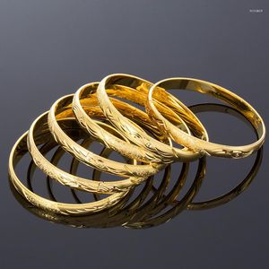 Bracelet 8 MM 6 PCS/Lot Bracelets En Or Dubaï Africain Cuivre BraceletBangles Bijoux Avec Charme Moyen-Orient Pour Les Femmes