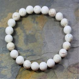 Bracelet 8 mm en magnésite naturelle fait à la main Mala Bracelet Poignet Reiki Bouddhisme Bless Ruyi